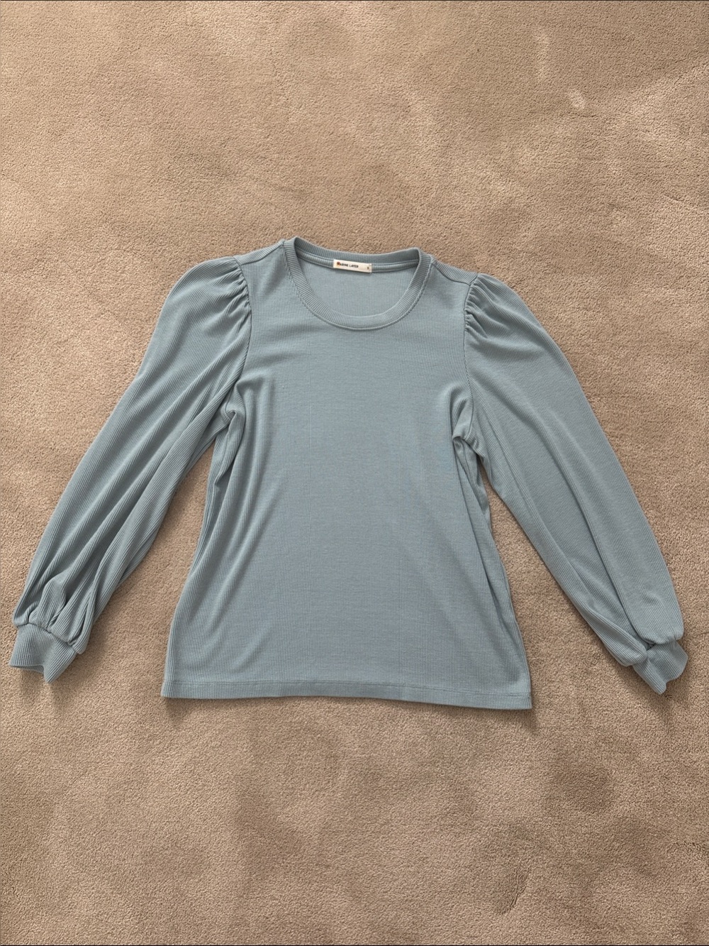 Marine Layer - Lexi Rib Puff Sleeve Ribbed Top - Small - Picture 3 of 5